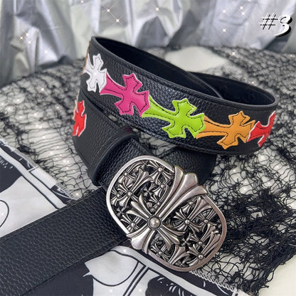 3つのオプション ブラック PU クロスパンク ウエストベルト