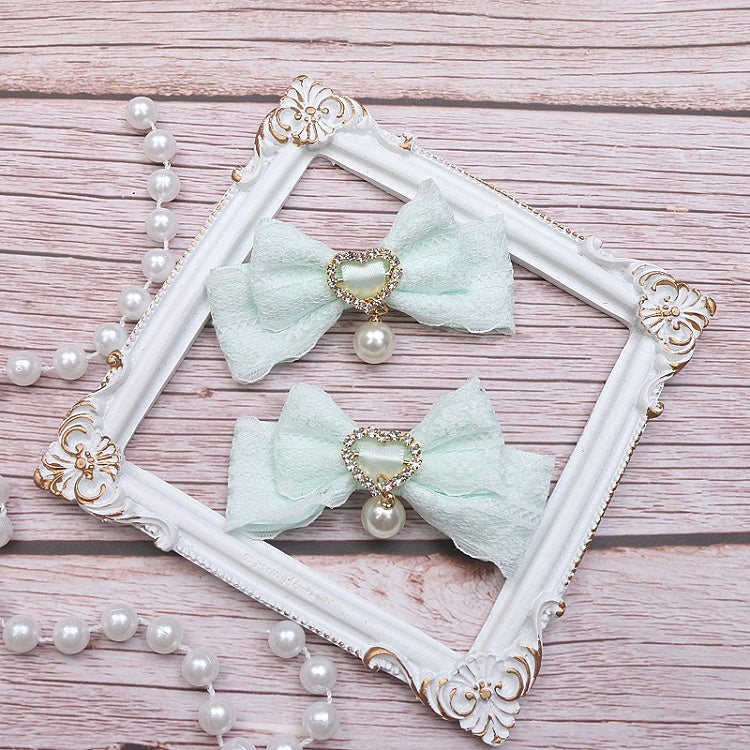 Bowknot Pearl Options Color Kei 10 Hairclip Rhinestone Jirai Lace Heart