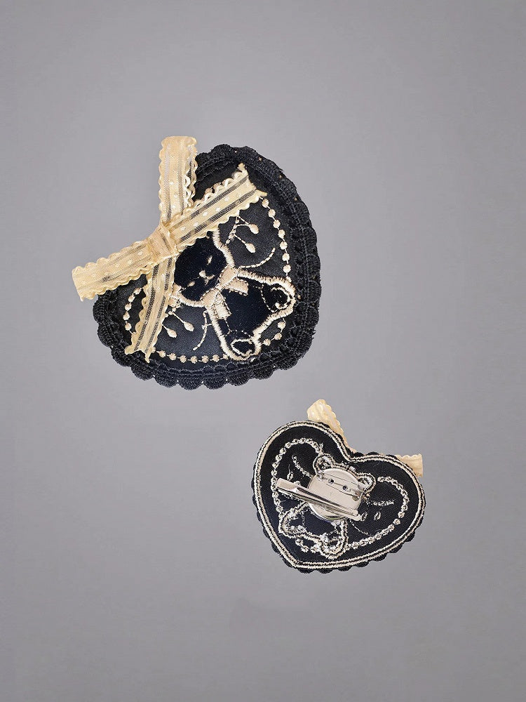 Embroidered Bear Heart Pin - Alice Girl