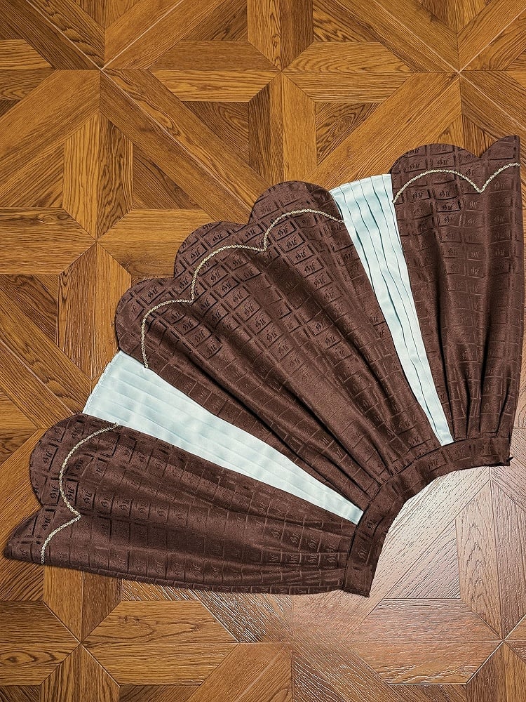 Chocolate with Scalloped Trim Green Pleating Mint Sweet Details Skirt Edge Lolita