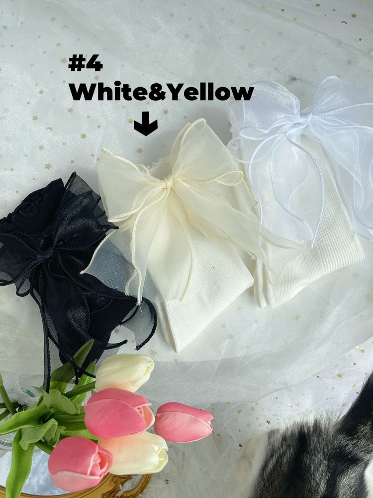 6つのオプション ビッグリボン ロリータ カーフ/アンクルソックス