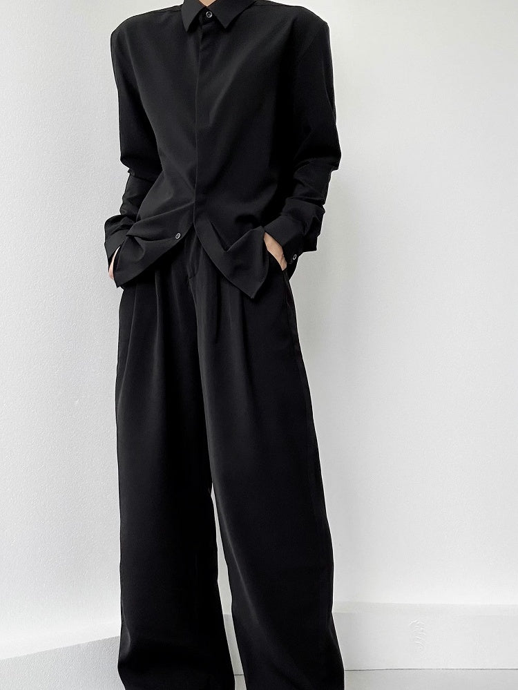 with Lolita Wide-Leg Ouji Pants High-Waisted Black Pockets Slant