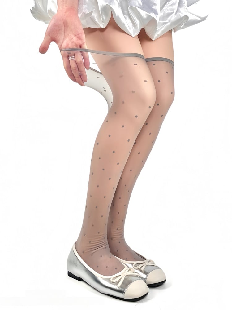 Semi-Sheer Colors 4 Patterned Stockings Polka-Dot