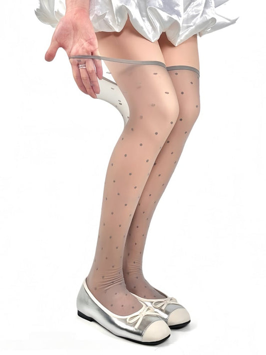 Semi-Sheer Colors 4 Patterned Stockings Polka-Dot