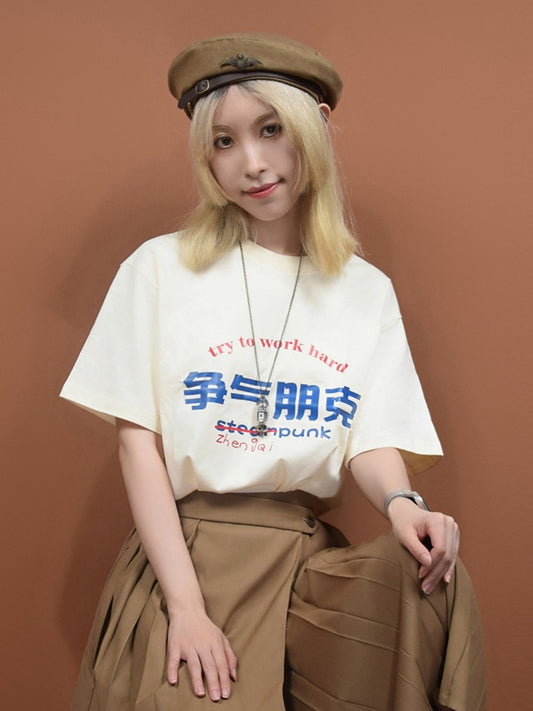 ライトイエロー ユニセックス グラフィック Tシャツ