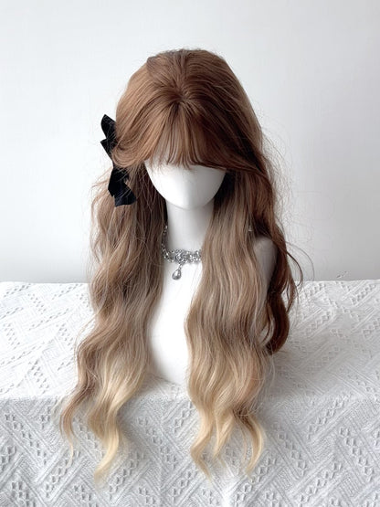 Caramel Long Ombre Bangs Wavy Wig 70CM Full with
