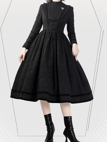 Black Elegant Edwardian Maid Lolita Long Sleeves Dress