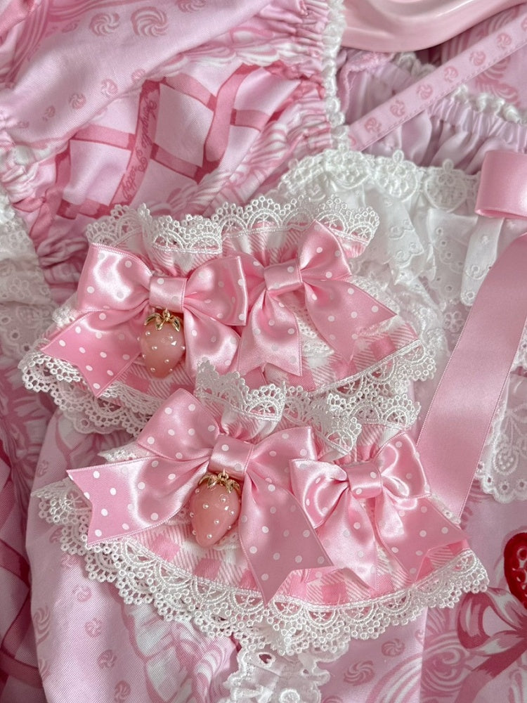 Muster 3 Besatzdetails Farbiger Charme Kariertes Handgelenk Erdbeere Schleife Gepunktete Optionen Spitzenmanschetten