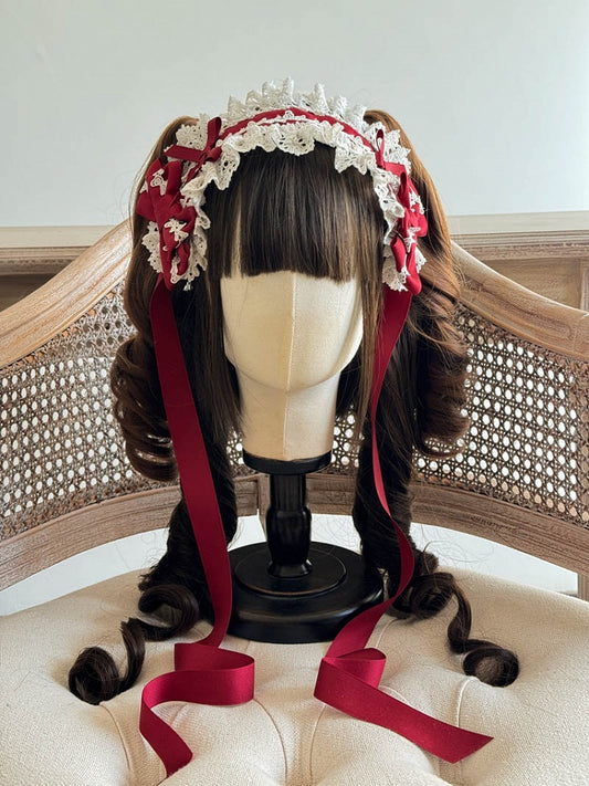 Lace-Trimmed Options with Accents Sweet Bow 4 – Color Hairband White Lolita Cotton