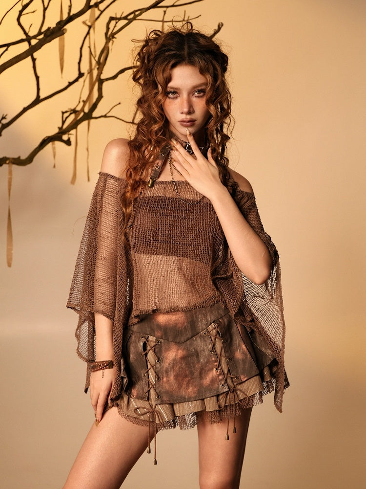 Asymmetric Mesh Cover-Up with Butterfly Choker - Virtual Orbit