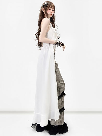 Weißes Neckholder-Urlaubs-High-Low-Top