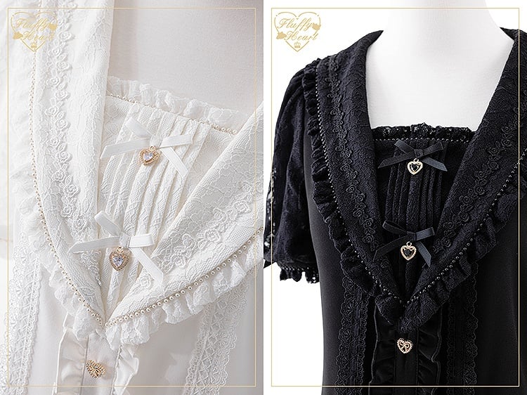 Jirai Kei Matrosenkragen, schwarze Bluse mit Strasssteinen, kurzen Ärmeln, herzförmiger Schleife und Verzierungen