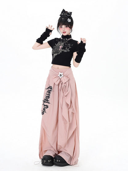 Accessory Pants Detachable Loose Pink with / Black Fit Cargo Waist Low