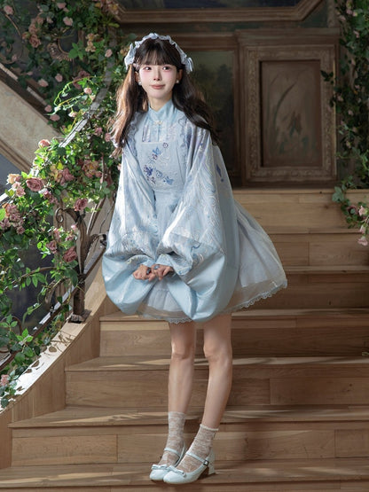 Han Lolita Angel Wings Embroidery Pipa Sleeves Top - ZhiXiYue