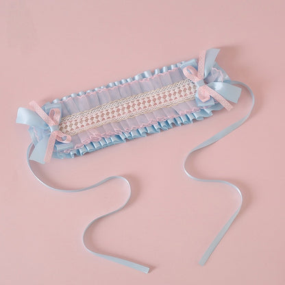 Fresh and Cute Bowknot Pink Lolita Blue Hairband Lace