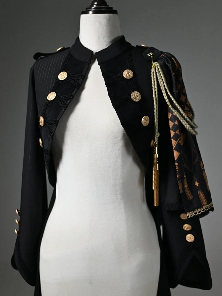 Tailcoat Knight Cape One-shoulder Detachable Black