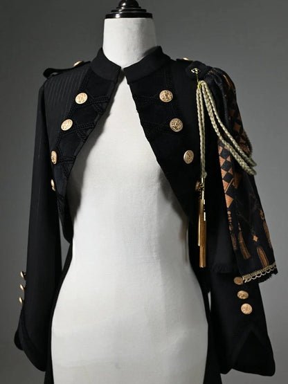 Tailcoat Knight Cape One-shoulder Detachable Black