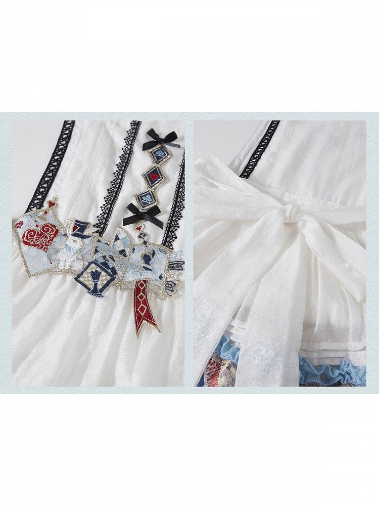 Chinese Elements Lolita Long Sleeve Dress with Lace Apron Alice in Wonderland Theme - Zao Jing Ji