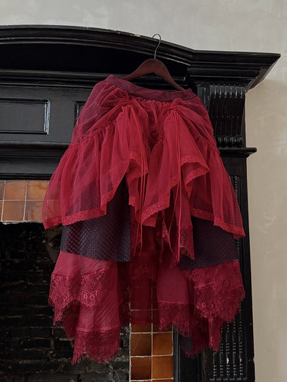 Black & Red Irregular Hem Layered Skirt - THE 400BLOWS