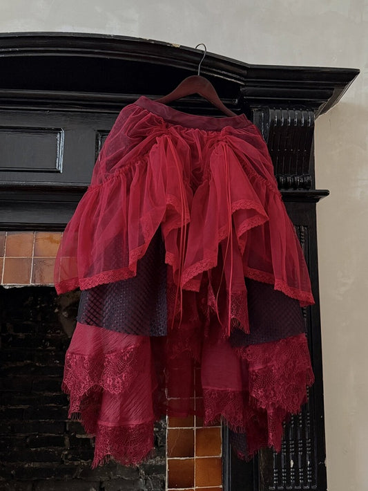 Black & Red Irregular Hem Layered Skirt - THE 400BLOWS