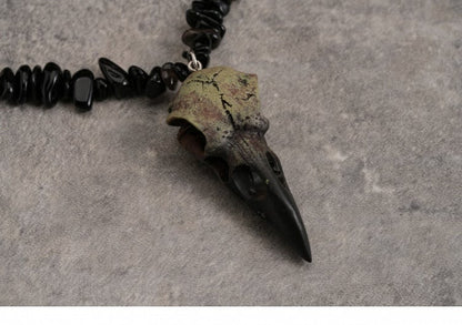 Pendant Bone Beaded Necklace Black Bird