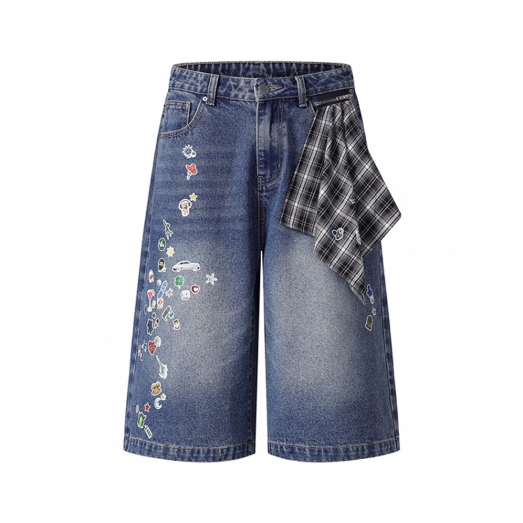 Cartoon Sticker Vintage Print Schwarz/Blau