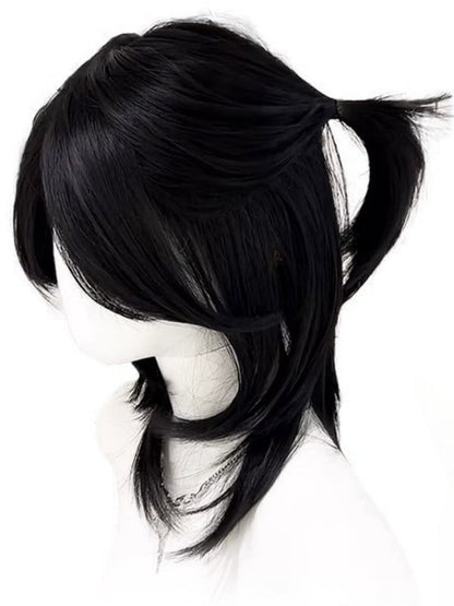 Bangs Short Black Straight Wig Ouji Style Curtain 45CM with