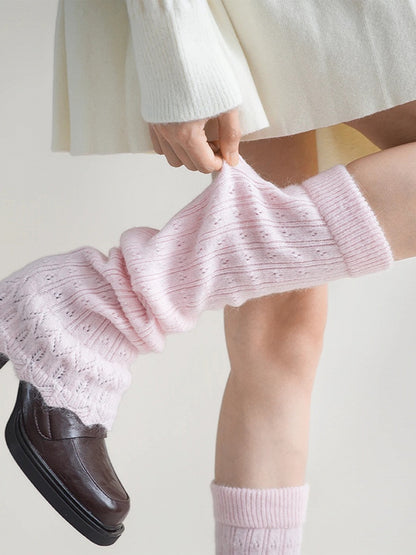 Colors） Knit Ribbed Slouchy Warmers （6 Leg Stirrup