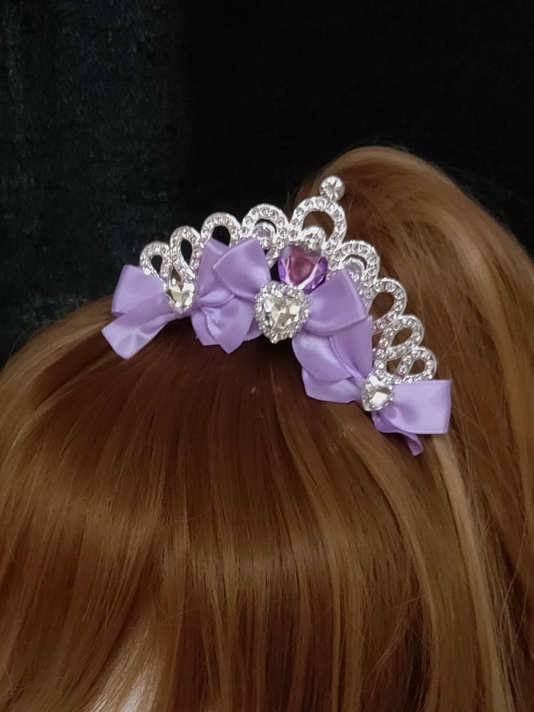 Crown Heart Decorated Details Pink/Purple/Rose Rhinestone Bowknot Pink
