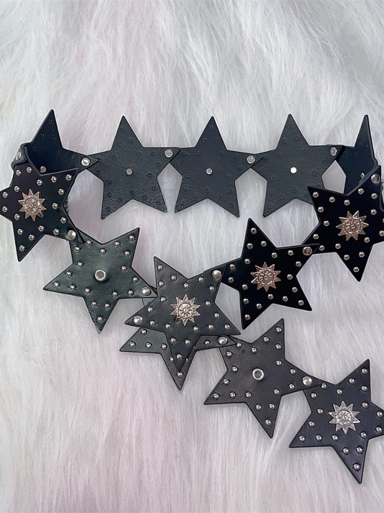 スターズポップパンクブラックPUウエストベルト