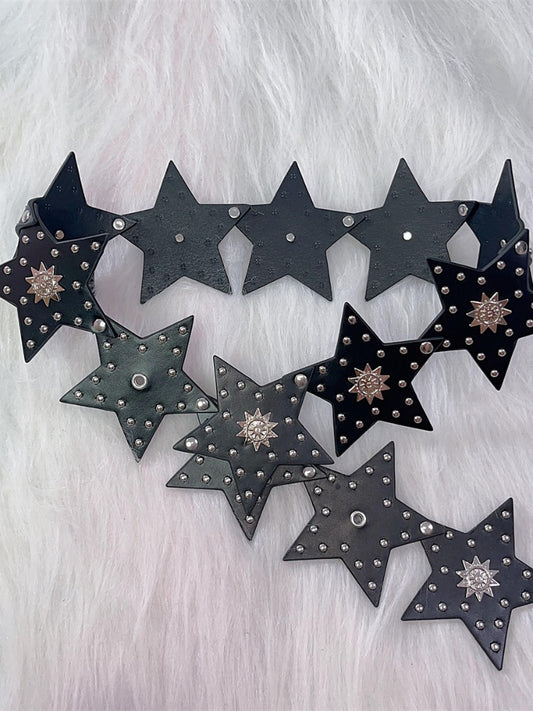 スターズポップパンクブラックPUウエストベルト