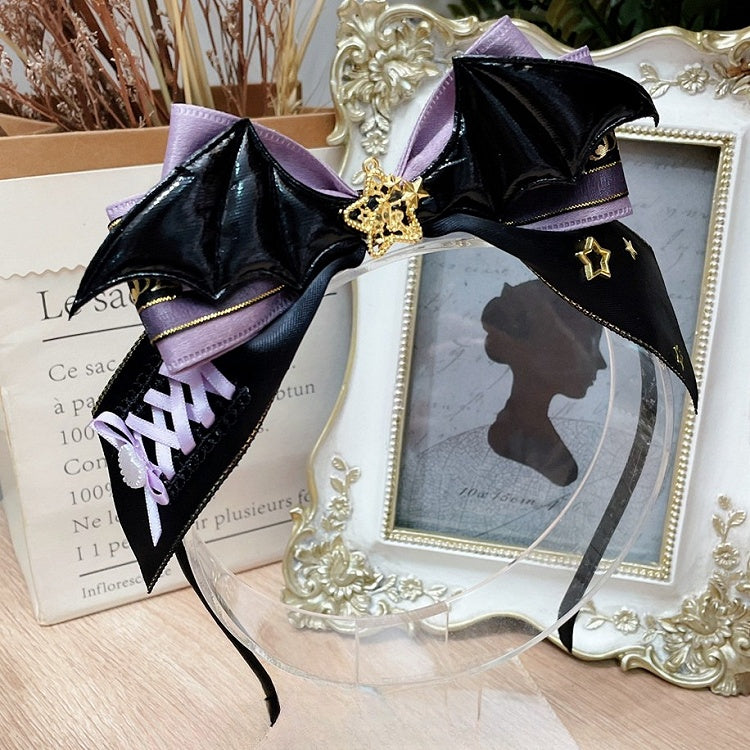 Wings Devil Halloween Lace-up BlackPurple Design Decorated Bowknot KC