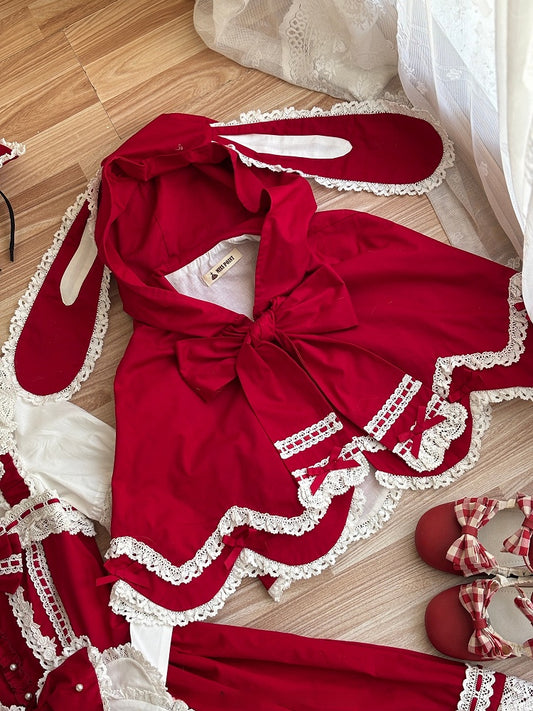 Red Bunny Ears Cape Hooded