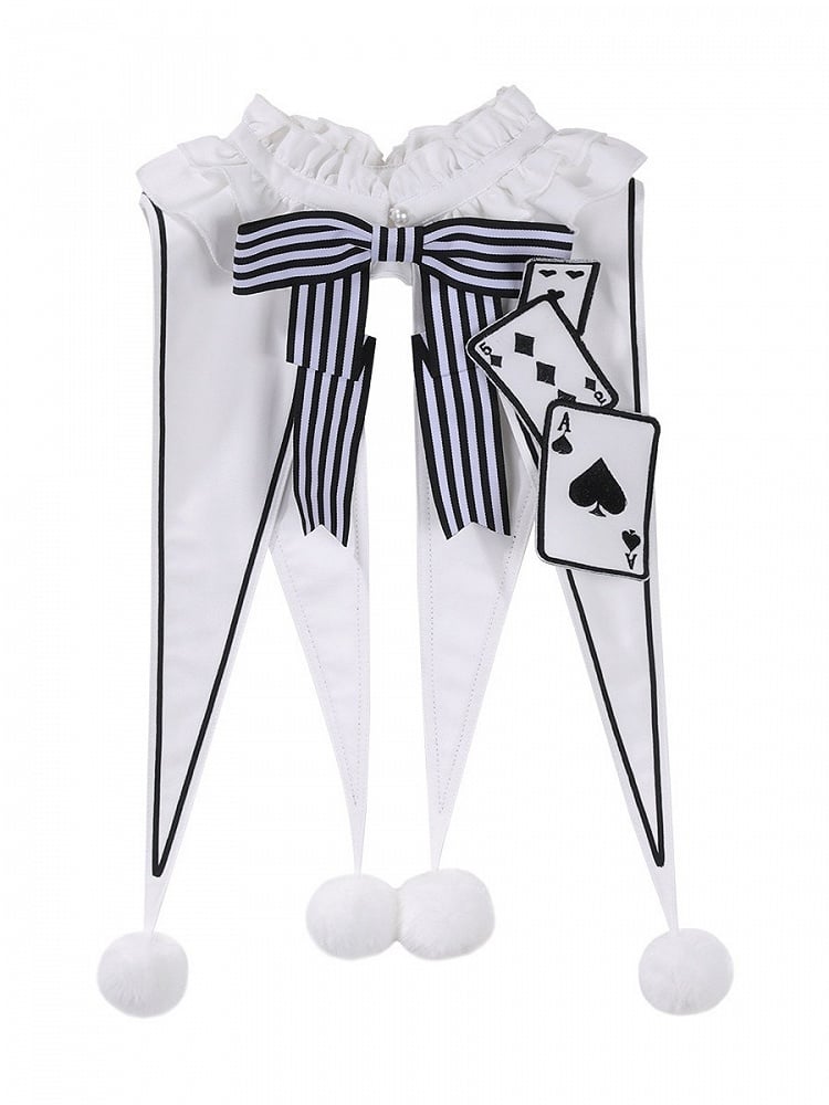 White Poker Card Pom-pom Detachable Collar - Unknown Star