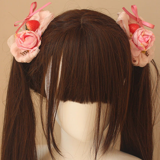 Strawberry And Floral Pink Hairclips