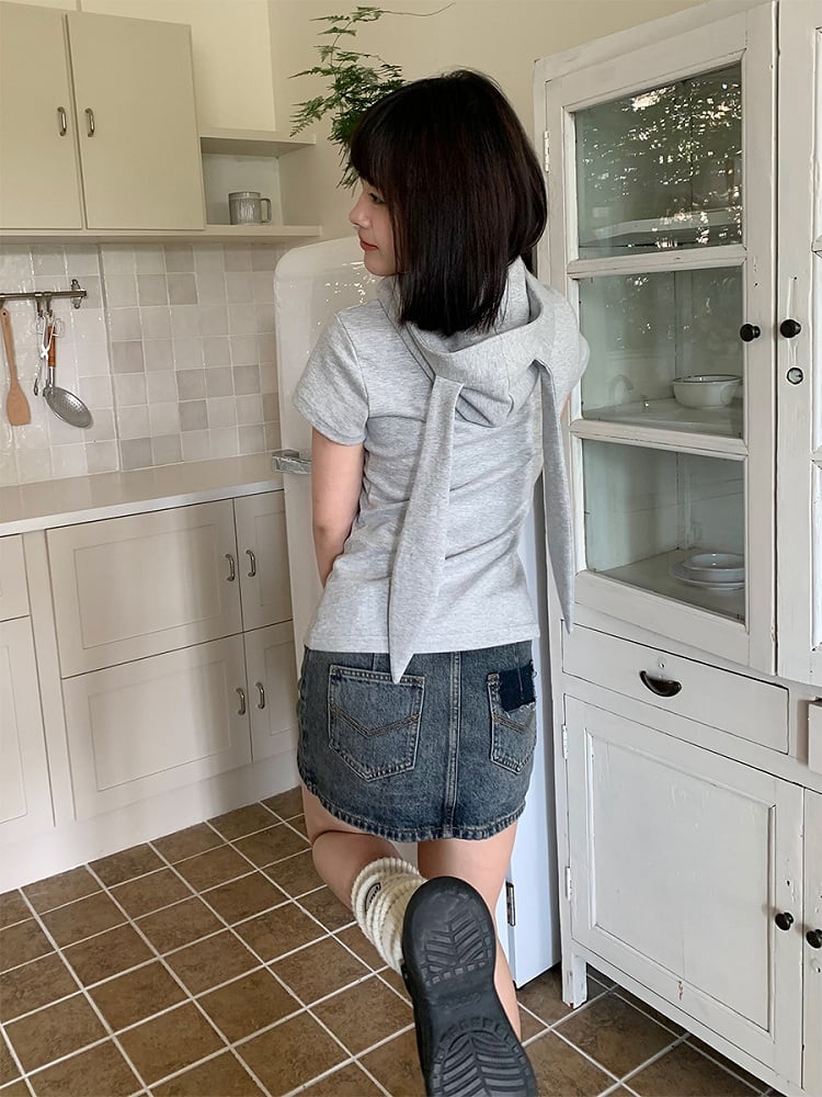 Light Hood and Music Bunny Ear Hoodie Graphic Note with Gray