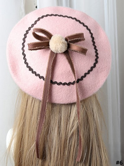 10 Lolita Bowknot Sweet Color Options Beret