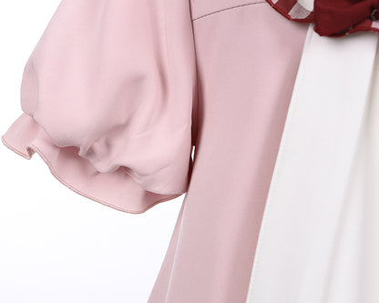 ライトピンクのウサギ耳ピーターパンカラーバブルスカートドレス