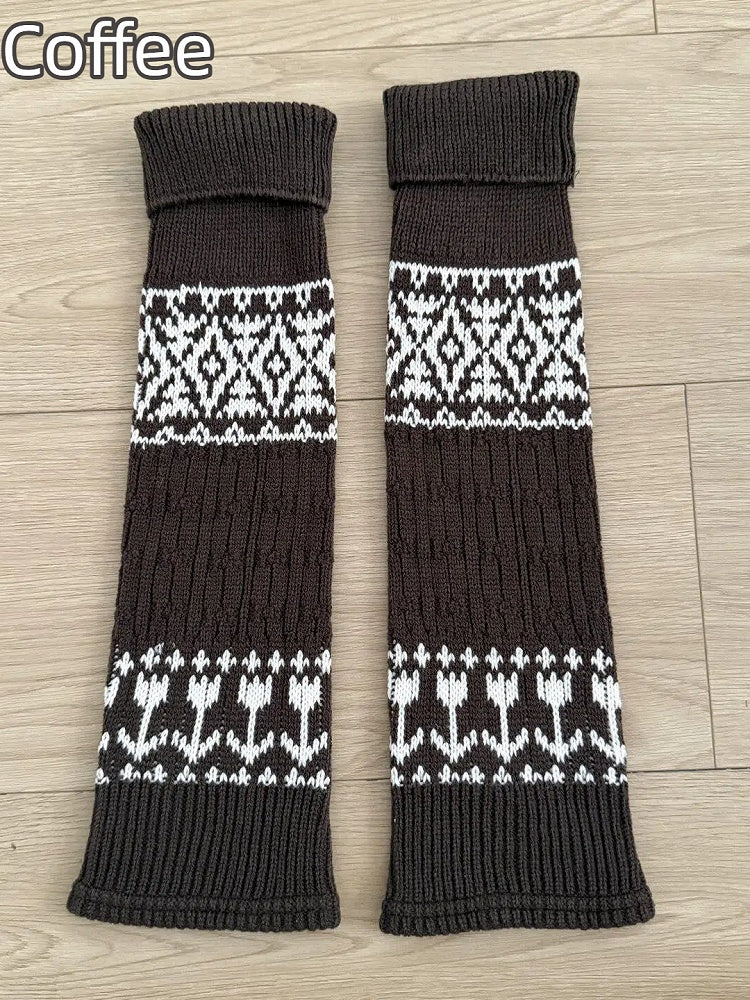 Fair Isle Leg Nordic Colors Knit 5 Warmers -
