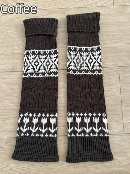 Fair Isle Leg Nordic Colors Knit 5 Warmers -
