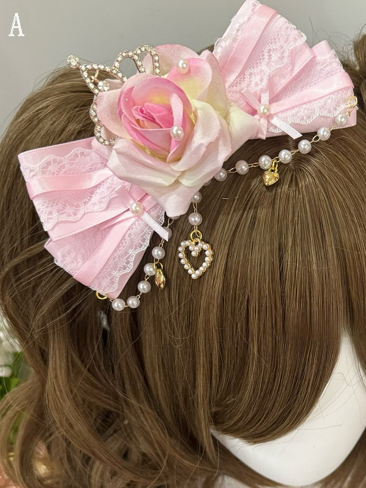 Strass-Design Herz Haarspangen Rosa Kreuz Perlen Blumen Bowknot Charm + dekoriert Haarspange