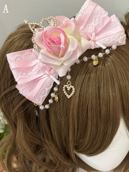 Strass-Design Herz Haarspangen Rosa Kreuz Perlen Blumen Bowknot Charm + dekoriert Haarspange