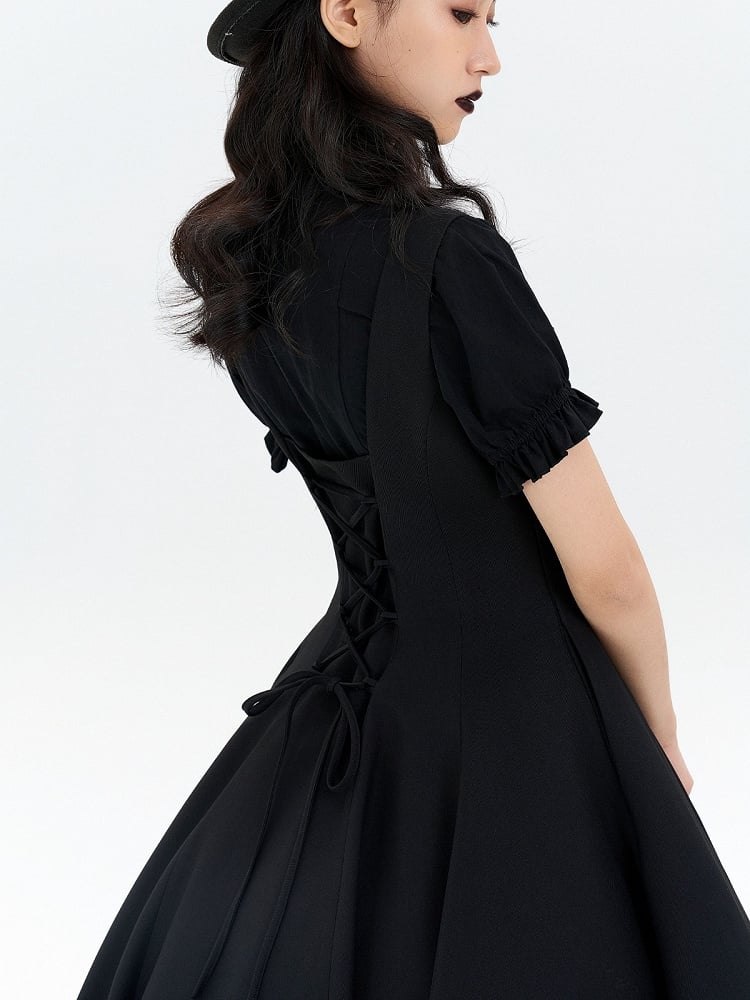 Black Waist Cinched Bust Lolita JSK Dress Under Elegant