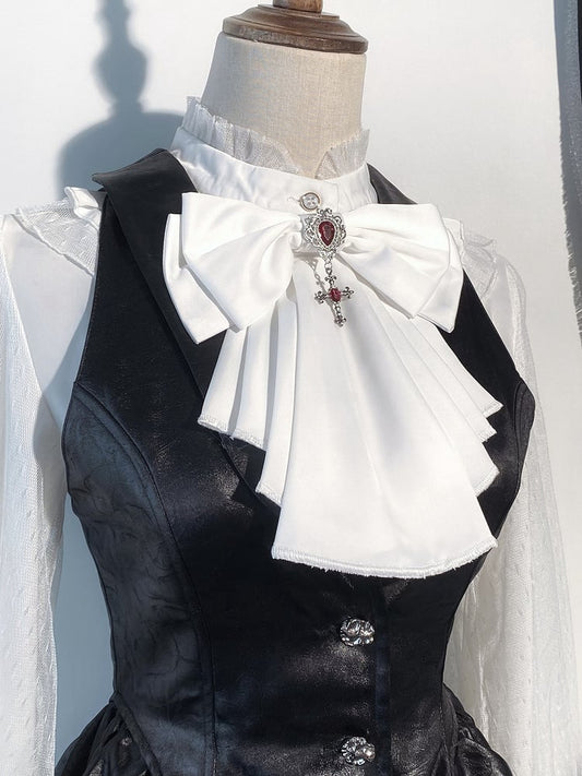 / Bowtie Lolita Jabot Black White