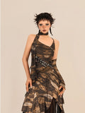 Crop Coffee Hem with Tank Fringe Matching Sleeve Tie-Dye