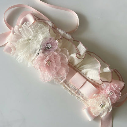 Beige Floral Hairband - Button Bear