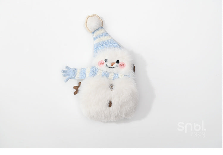 Cute Snowman Adorned Blue Mohair Soft Sweater
