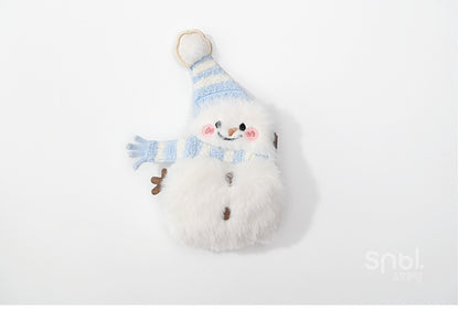 Cute Snowman Adorned Blue Mohair Soft Sweater