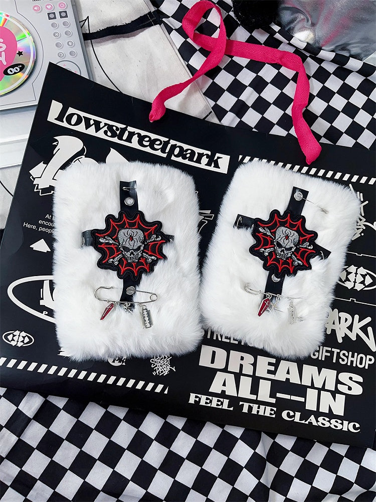 Schwarz/Weiße Skelett Punk Halbfingerhandschuhe