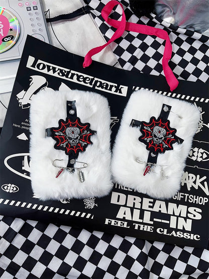 Schwarz/Weiße Skelett Punk Halbfingerhandschuhe